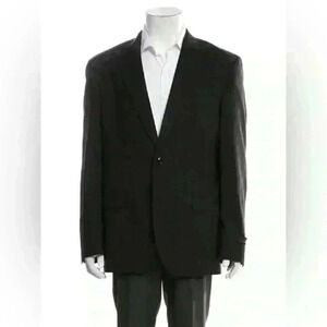 Ted Baker Black Wool Blazer Jacquard Lining 2 Button Closure Size 44R